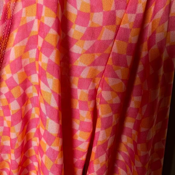 L*Space Lightweight Geometric Pink and Orange Tie Front Wrap Size M NEW - Picture 6 of 8